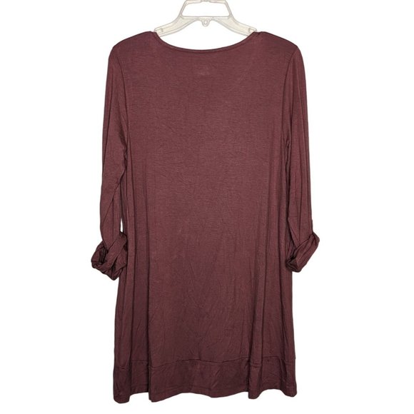Soft Surroundings tab sleeves overlap hem Crushed Berry Nora Pullover Tunic S - Picture 2 of 7